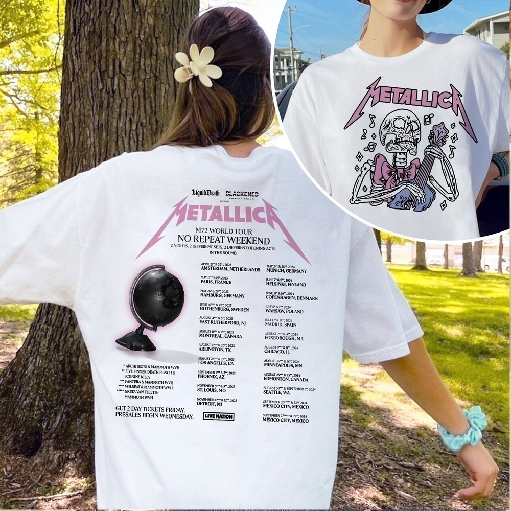 Metallica M72 World Tour 2023 Rock Band Retro Concert Fan 2 Sided T-Shirt